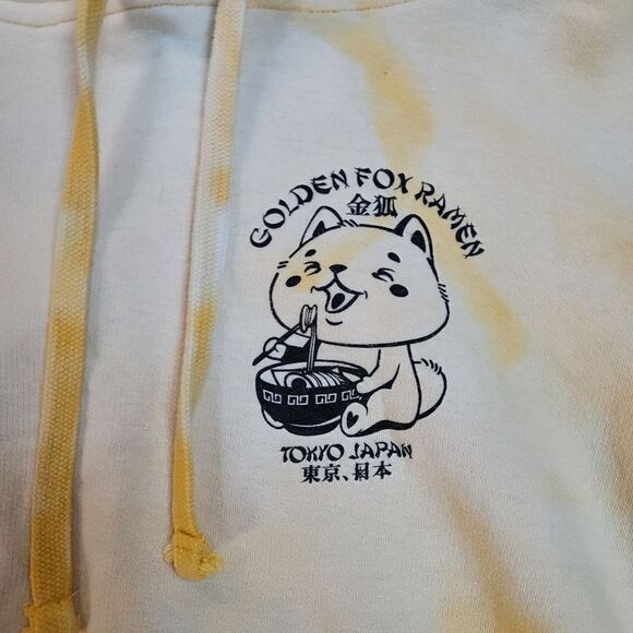 Golden Fox Ramen Tokyo Japan in-house yellow reverse tie-dye hoodie: size small - Picture 3 of 10